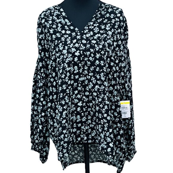 MELROSE & MARKET Black Floral Long sleeve Blouse - Picture 1 of 7